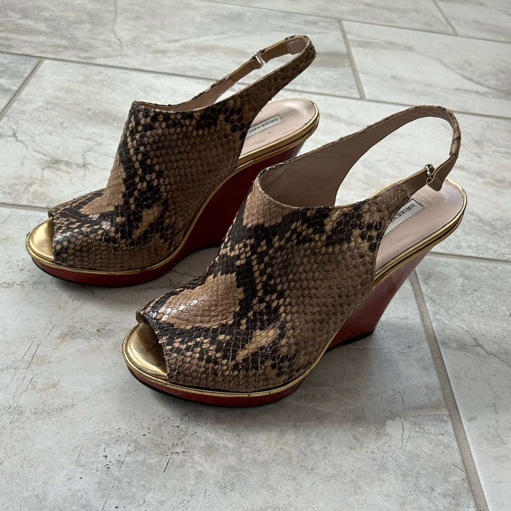 Dries Van Noten Python Snakeskin Sandals Platform… - image 1